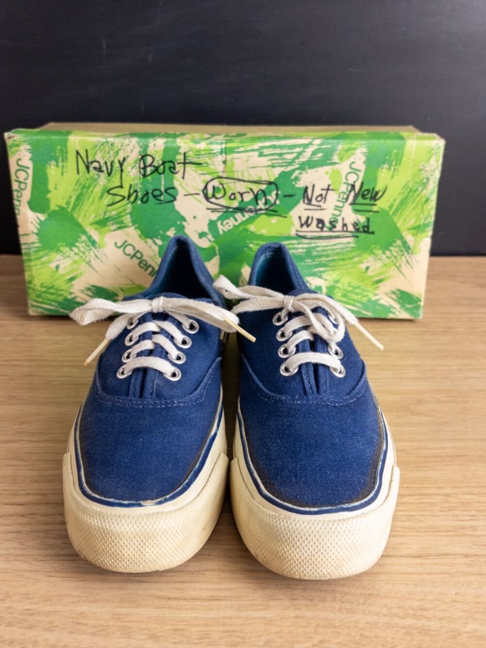 Vintage 1970s JC Penney Blue Canvas Boat Shoes Sneakers in Box Size 7S/7AA